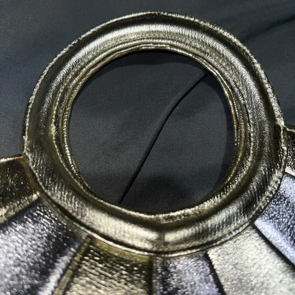 Vintage Magid Itailian Hand Made Metallic Disco Gold Silver Handbag Chain Strap